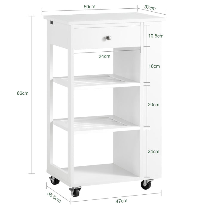 Mobiletto Cucina Salvaspazio Carrello Cucina Con Cassetti Credenza Soggiorno Moderno Con Ruote Mobile Dispensa L50*P37*A86 Cm FKW12-II-W SoBuy