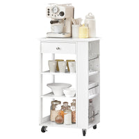 Mobiletto Cucina Salvaspazio Carrello Cucina Con Cassetti Credenza Soggiorno Moderno Con Ruote Mobile Dispensa L50*P37*A86 Cm FKW12-II-W SoBuy