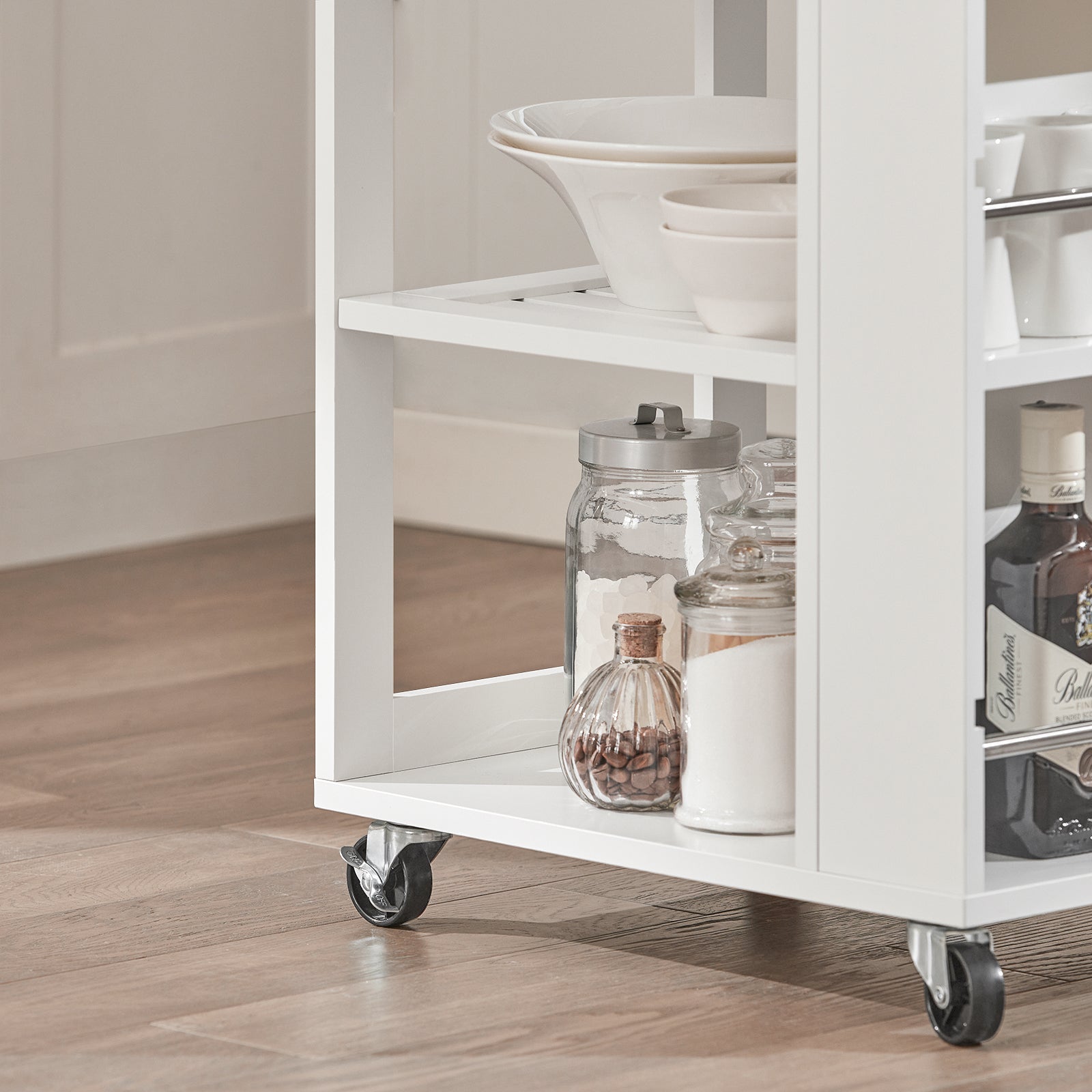 Mobiletto Cucina Salvaspazio Carrello Cucina Con Cassetti Credenza Soggiorno Moderno Con Ruote Mobile Dispensa L50*P37*A86 Cm FKW12-II-W SoBuy