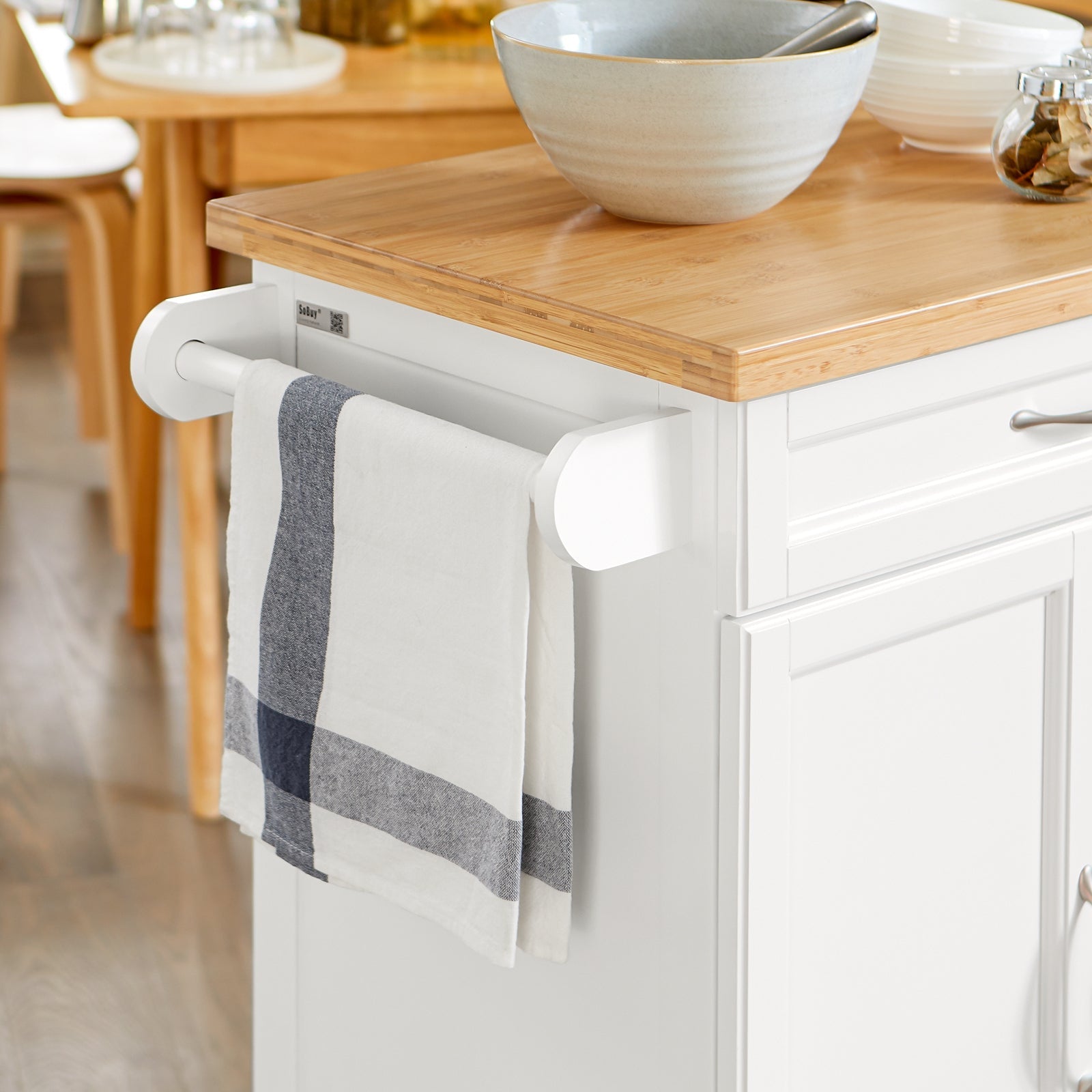 Carrello Cucina,Credenza Cucina,Mobile Cucina Con Route,Bianco FKW13-W