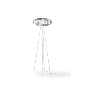 Lampada Da Terra Con Treppiede 1 Luce Flat In Polilux Silver Made In Italy