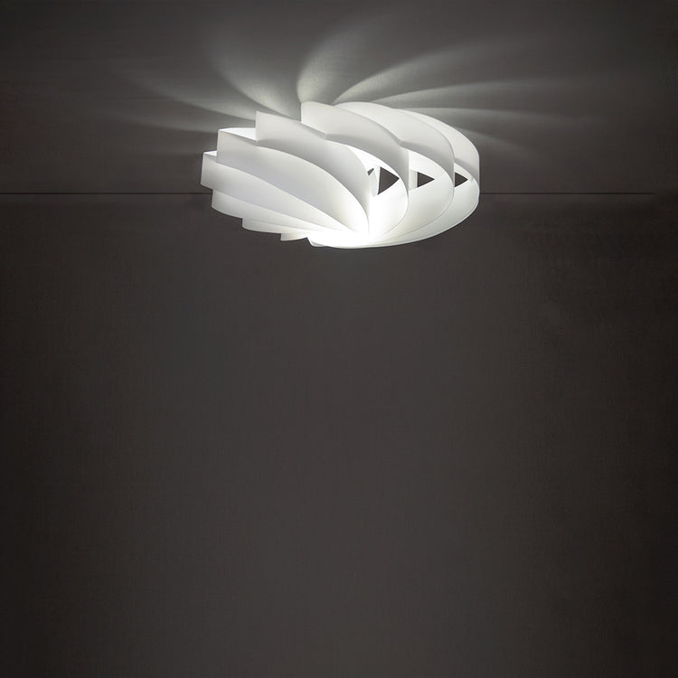 Plafoniera Moderna 5 Luci Flat In Polilux Bianco D100 Made In Italy