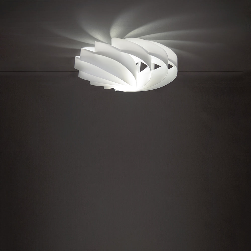 Plafoniera Moderna 1 Luce Flat In Polilux Bianco D50 Made In Italy