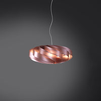 Sospensione Moderna 5 Luci Flat In Polilux Rosa Metallico D100 Made In Italy