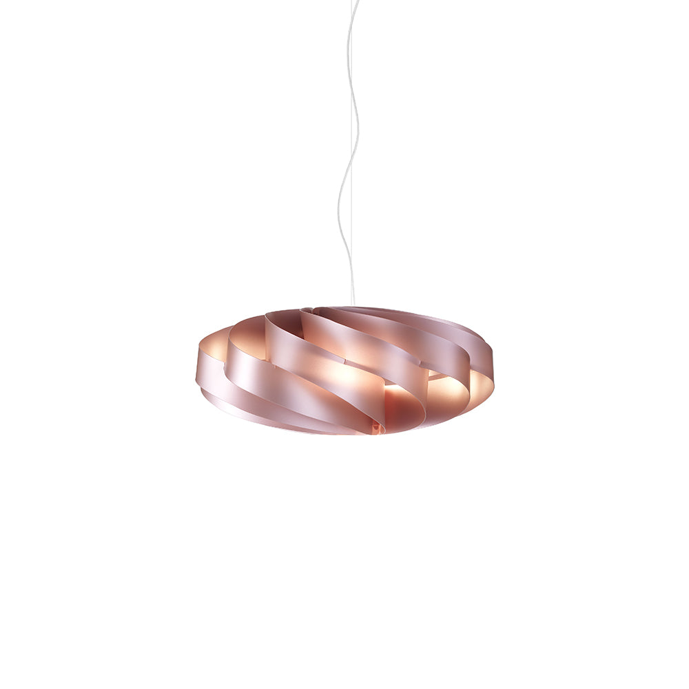 Sospensione Moderna 5 Luci Flat In Polilux Rosa Metallico D100 Made In Italy