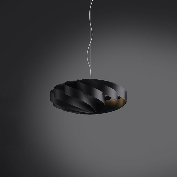 Sospensione Moderna 1 Luce Flat In Polilux Nero D30 Made In Italy