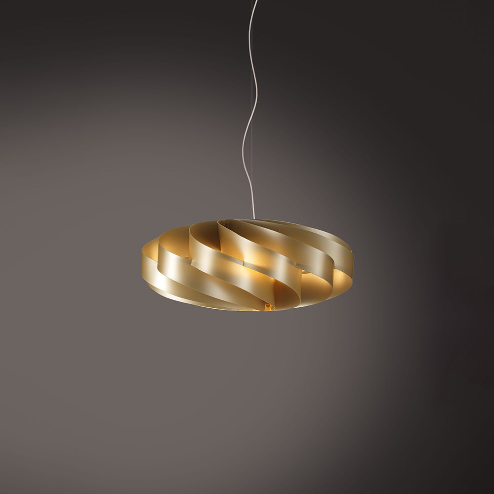 Sospensione Moderna 1 Luce Flat In Polilux Oro D30 Made In Italy