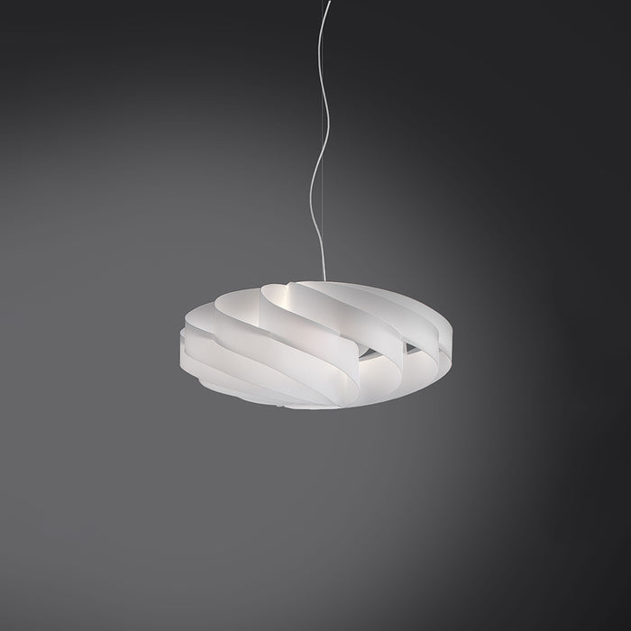 Sospensione Moderna 1 Luce Flat In Polilux Bianco D50 Made In Italy