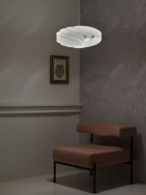 Sospensione Moderna 1 Luce Flat In Polilux Bianco D50 Made In Italy