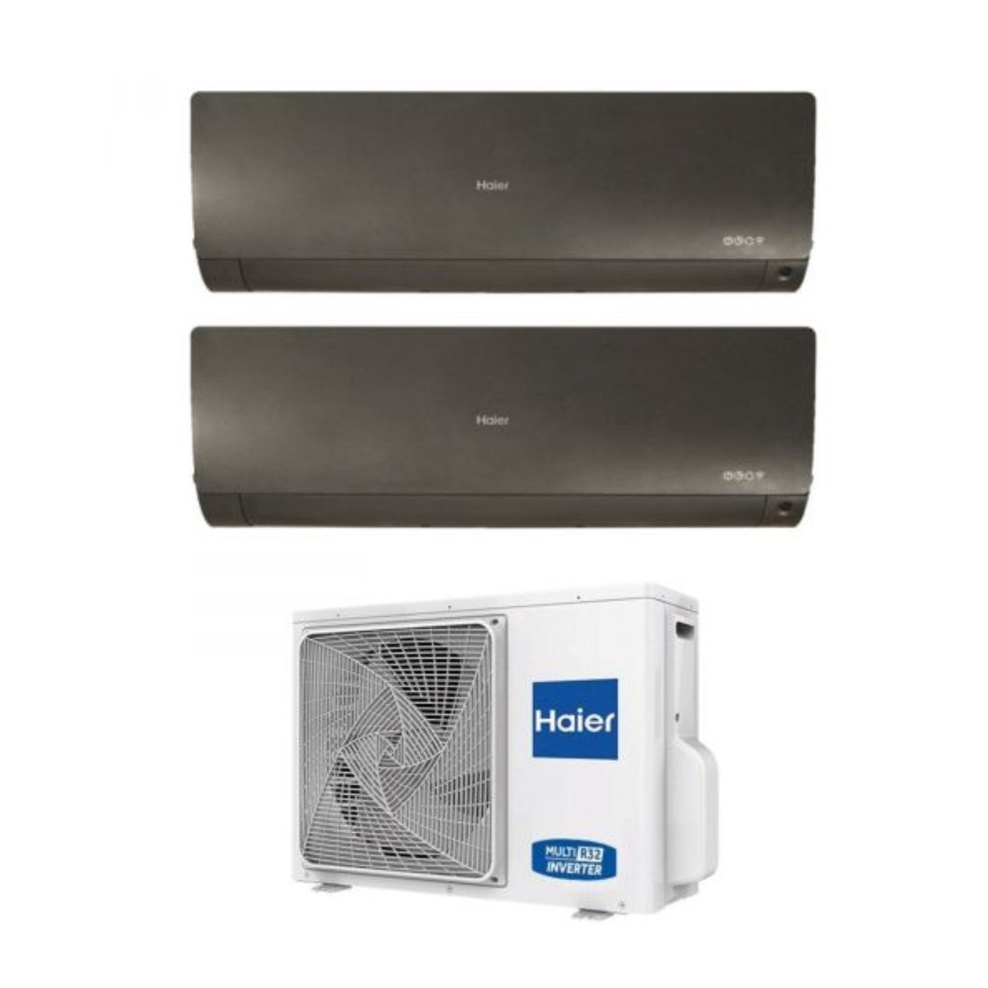 Climatizzatore Condizionatore Haier Dual Split Inverter serie FLEXIS PLUS BLACK 7+12 con 2U40S2SM1FA R-32 Wi-Fi Integrato Colore Nero 7000+12000