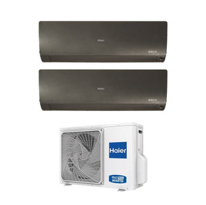 Climatizzatore Condizionatore Haier Dual Split Inverter serie FLEXIS PLUS BLACK 7+15 con 2U50S2SM1FA R-32 Wi-Fi Integrato Colore Nero 7000+15000