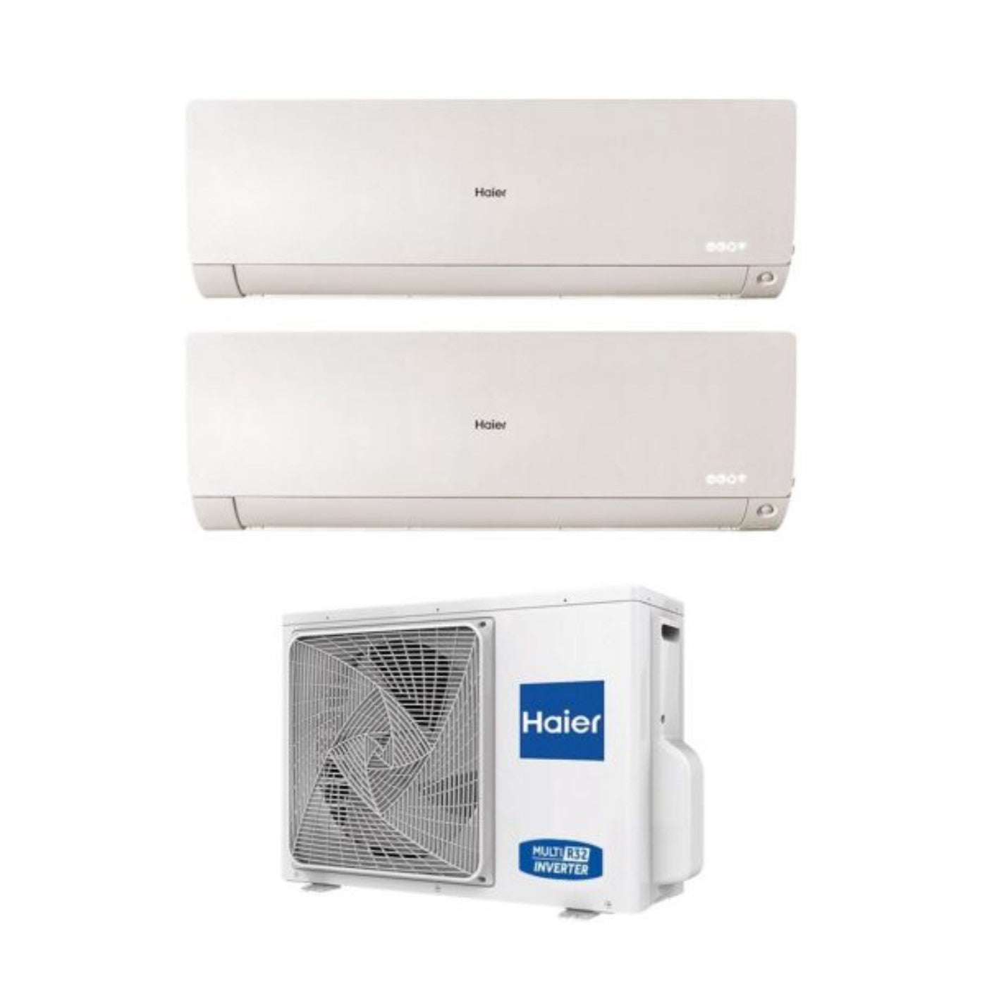 Climatizzatore Condizionatore Haier Dual Split Inverter serie FLEXIS PLUS WHITE 12+12 con 2U50S2SM1FA R-32 Wi-Fi Integrato Colore Bianco 12000+12000