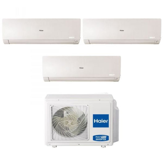 Climatizzatore Condizionatore Haier Trial Split Inverter serie FLEXIS PLUS WHITE 7+12+12 con 3U70S2SR3FA R-32 Wi-Fi Integrato Colore Bianco 7000+12000+12000