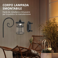 Lampada da Esterno con Pannello Solare 16,5x25,5x41 cm Impermeabile IP44 e Accensione Automatica Nero