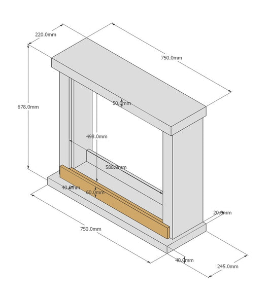 Tagu Fm469 Gr3 Rivestimento Per Caminetto Elettrico Struttura In Legno Grigio Scuro