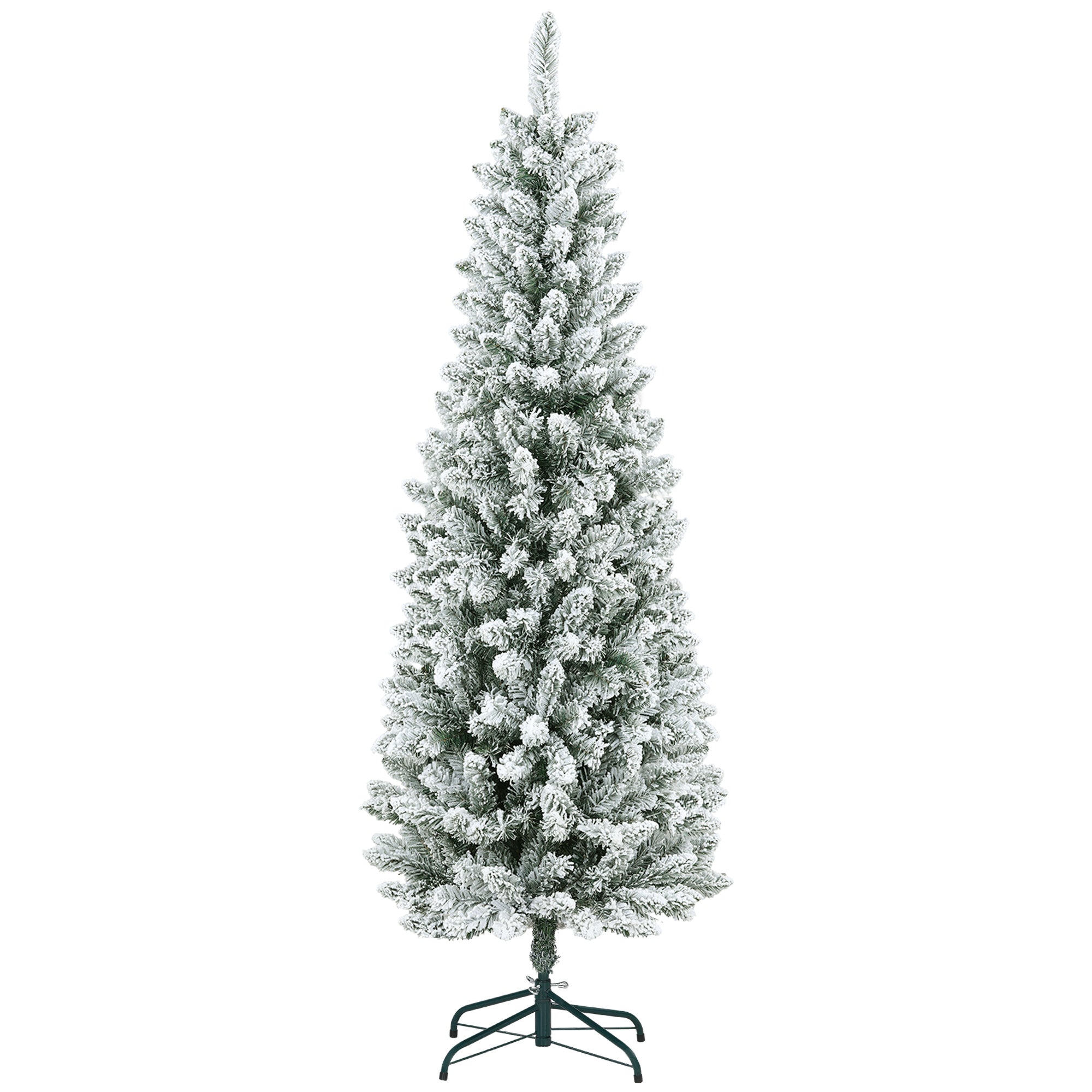 Albero di Natale Artificiale Innevato 180 cm 479 Rami Design Alto e Stretto Verde