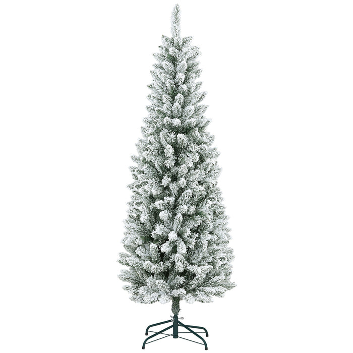 Albero di Natale Artificiale Innevato 180 cm 479 Rami Design Alto e Stretto Verde