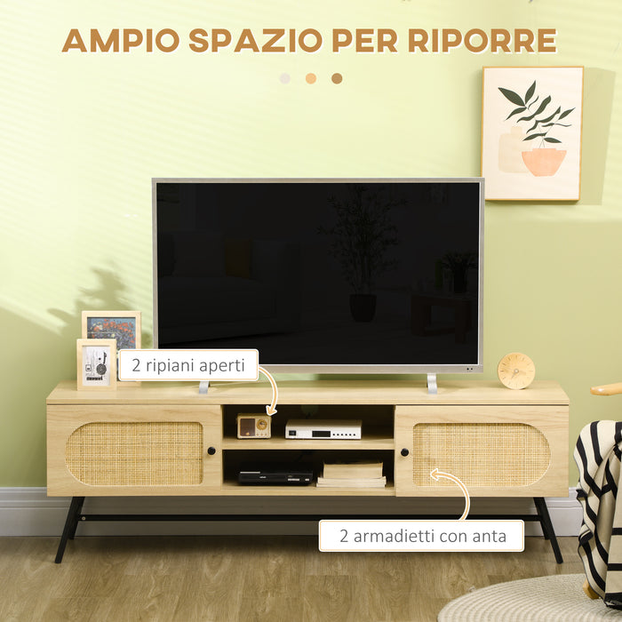 Mobile TV fino a 60” 50x39x48,3 cm in Legno e Rattan Naturale