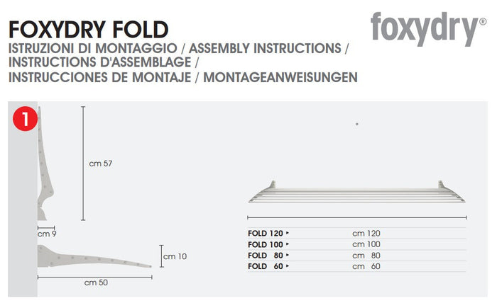 Stendino da muro, stendibiancheria da parete da balcone, Foxydry Fold 60x50x10 cm