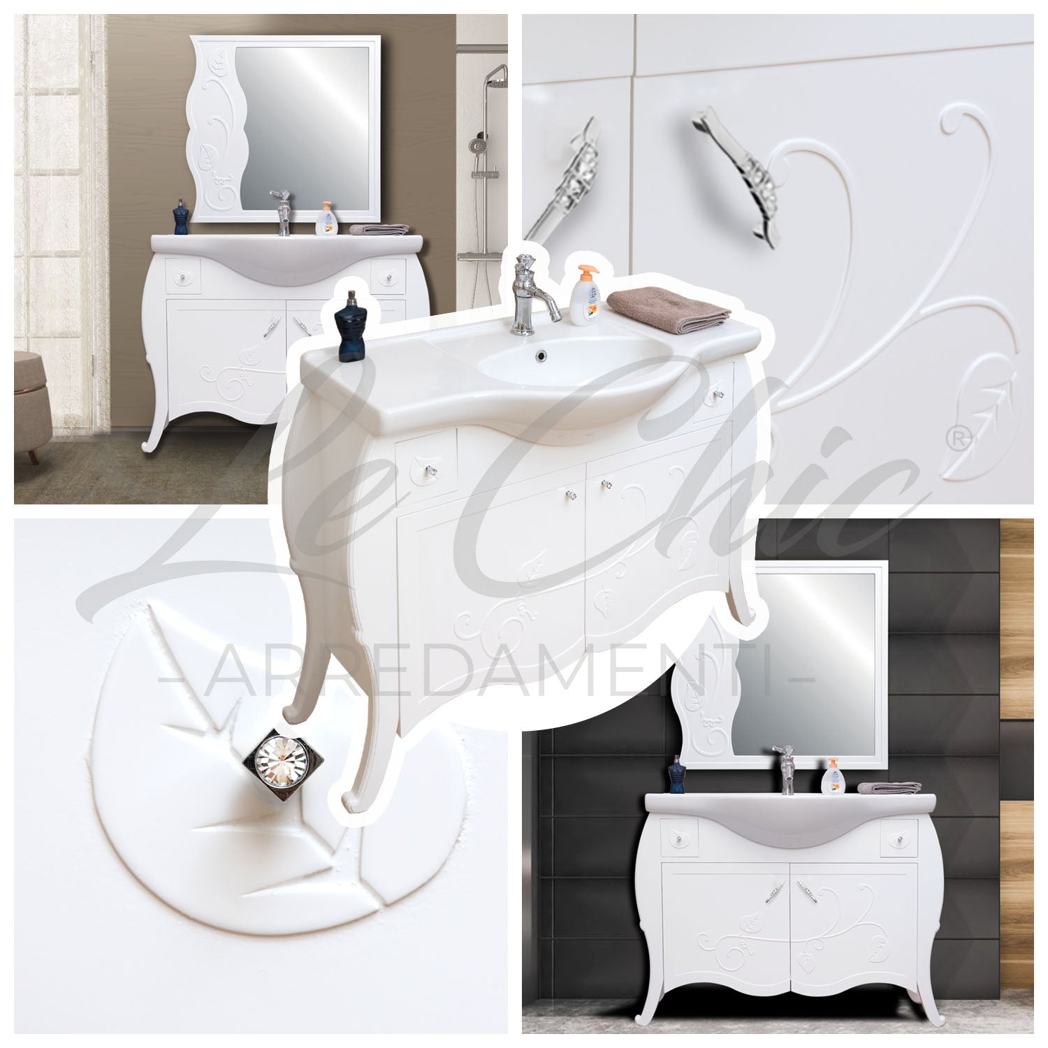 Mobile bagno shabby 105cm bianco