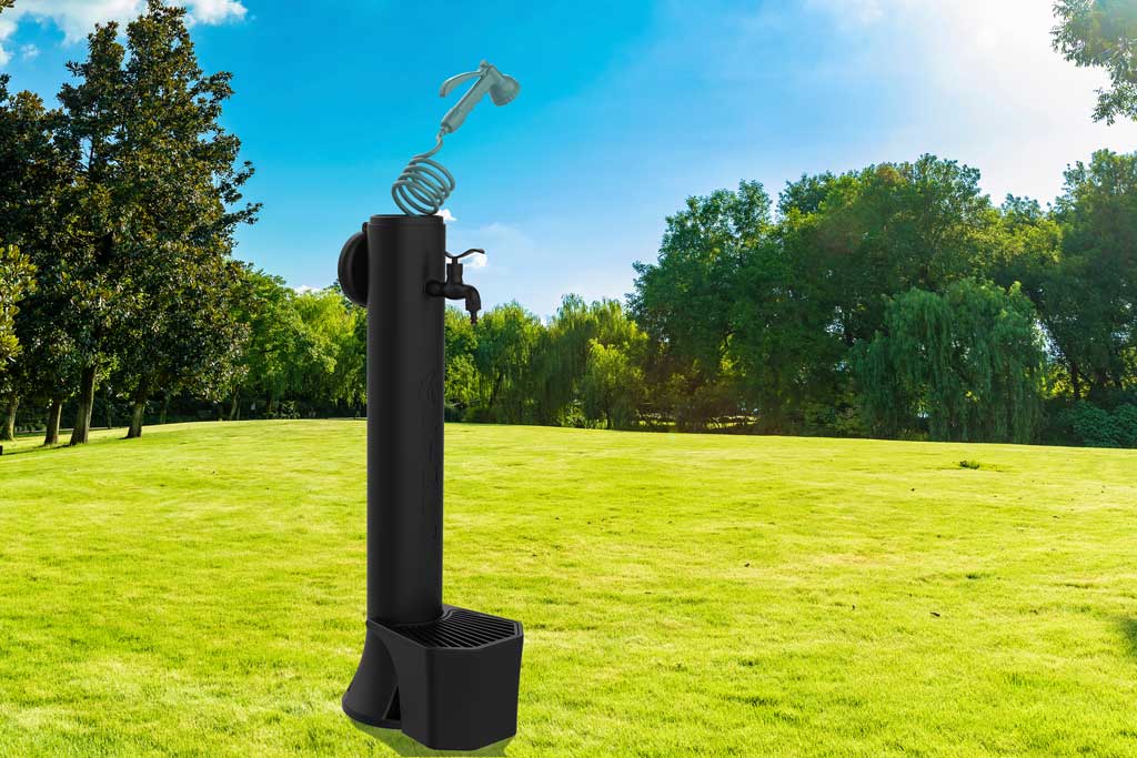 Fontana da Giardino con Rubinetto Secchiello e Tubo Flessibile a Scomparsa Sined Tritone Pro Nero