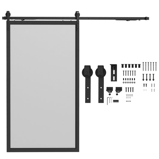 Kit Porta Scorrevole 90kg max Salvaspazio 244x0,5x4 cm in Acciaio al Carbonio con Accessori Nero