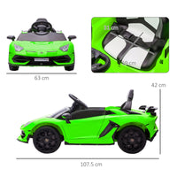 Macchina Elettrica per Bambini 12V con Licenza Lamborghini Aventador SVJ Roadster Verde