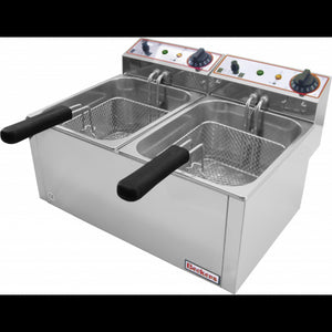 Beckers Friggitrice elettrica FR 6+6 LT Telaio e vasca in acciaio inox, 3000 Watt (x2)