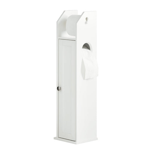  FRG135-W,Piantana portarotolo e portascopino 2 in 1, Mobile bagno, bianco, IT