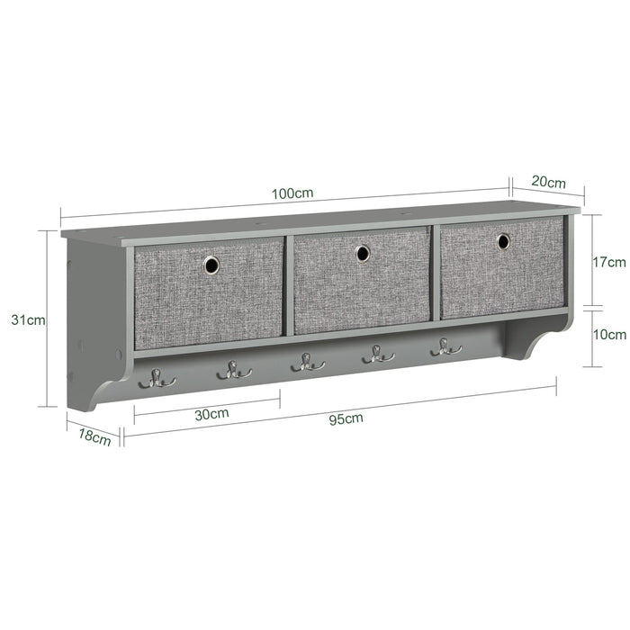 Portachiavi da Muro Ingresso Attaccapanni da Muro Grigio FRG282-HG SoBuy