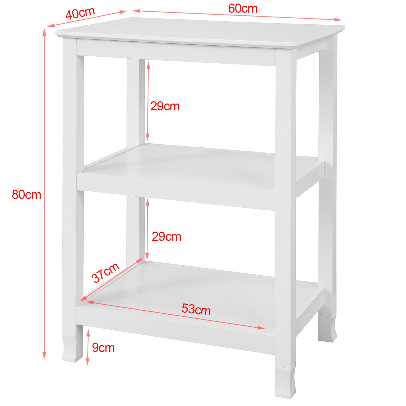 Tavolo consolle Consolle Bianca Scaffale Cucina Legno, L60*P40*A80 cm, FSB18-W