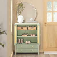 Scarpiera da ingresso, Mobile da cucina, Credenza con ante a traliccio, Mobiletto cassettiera, Verde, 70x34x90cm FSB72-GR SoBuy