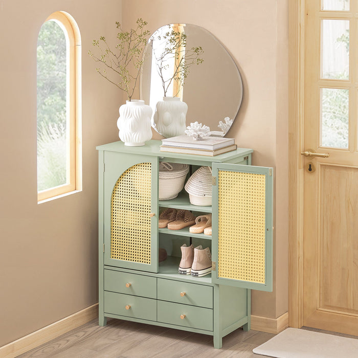 Scarpiera da ingresso, Mobile da cucina, Credenza con ante a traliccio, Mobiletto cassettiera, Verde, 70x34x90cm FSB72-GR SoBuy