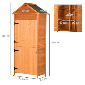 Casetta Box da Giardino 84x52x188 cm Porta Attrezzi in Legno di Abete