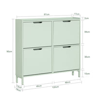 Scarpiera Slim da Ingresso con 4 ante e 4 scomparti Salvaspazio 100x19x91 cm Verde FSR100-GR