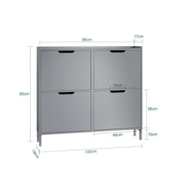 Scarpiera Slim da Ingresso con 4 ante e 4 scomparti Salvaspazio 100x19x91 cm Grigio FSR100-HG