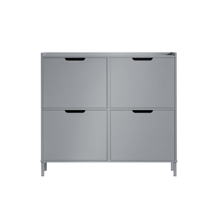 Scarpiera Slim da Ingresso con 4 ante e 4 scomparti Salvaspazio 100x19x91 cm Grigio FSR100-HG