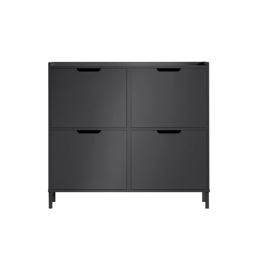 Scarpiera Slim da Ingresso con 4 ante e 4 scomparti Salvaspazio 100x19x91 cm Nero FSR100-SCH