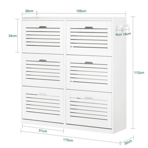 Scarpiera Con 6 Ribalte Scarpiera Con 12 Ripiani Portascarpe Salvaspazio Regolabili Bianco, FSR145-W SoBuy