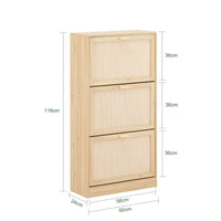 Scarpiera Slim Da Ingresso Con 3 Ante E 3 Ripiani Naturale 60x24x118cm FSR159-N