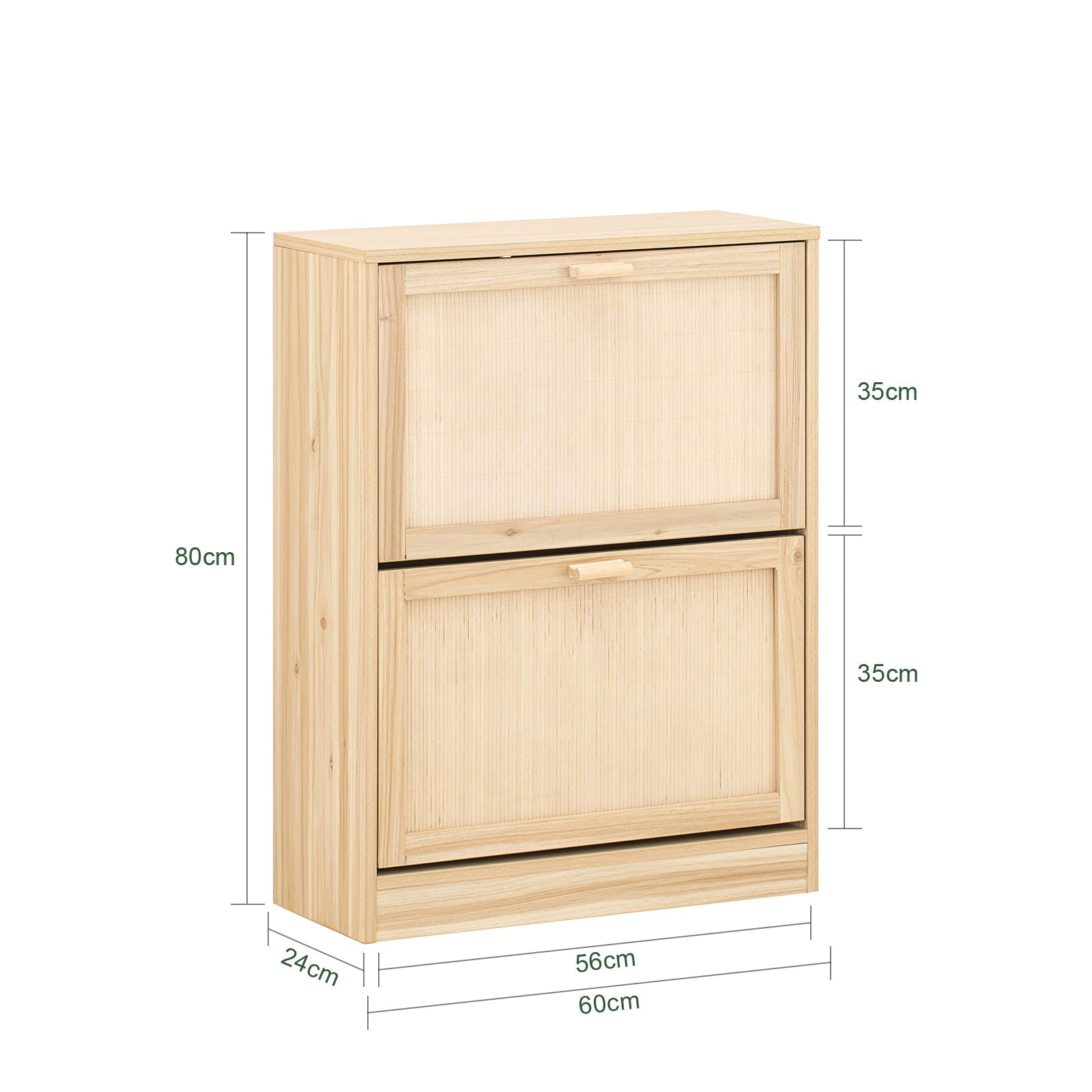 Scarpiera Slim Da Ingresso Con 2 Ante E 2 Ripiani Naturale 60x24x80cm FSR160-N