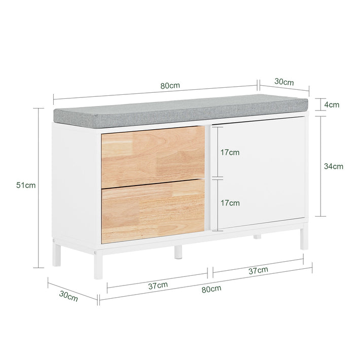 Mobile scarpiera Panca Ingresso Panca con cuscino seduta cassapanca Contenitore Moderna Bianco 30x80x51cm FSR167-WN