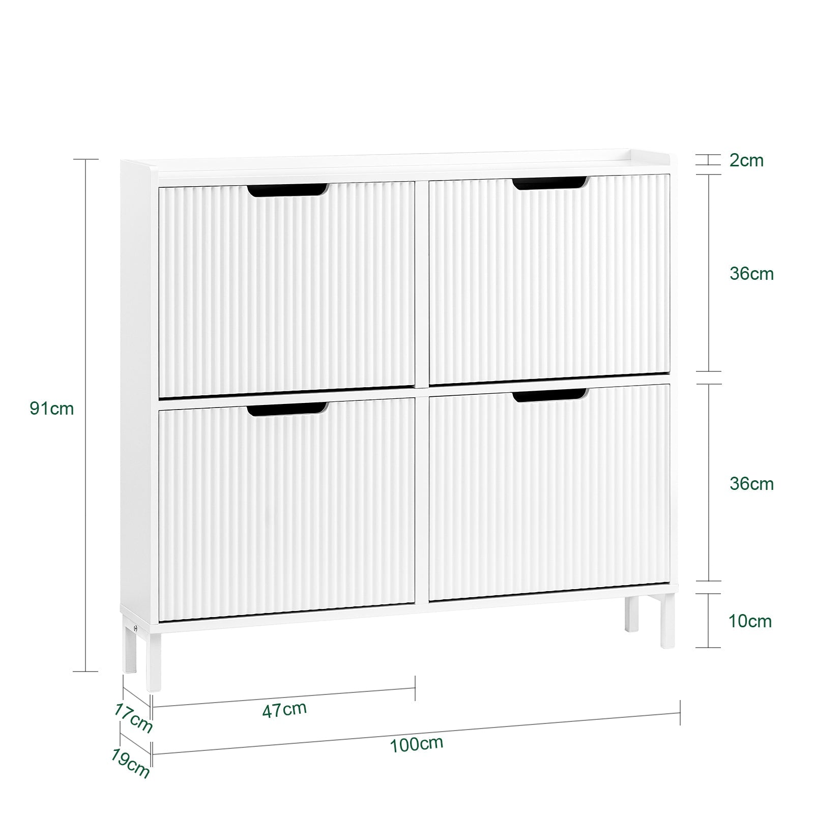 Mobiletto portascarpe scarpiera mobile ingresso salvaspazio Regolabili Bianco 100x19x91cm 4 ante FSR177-L-W