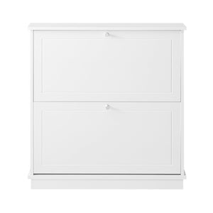 Scarpiera con 2 ante e 4 ripiani, colore: bianco, dimensioni: ca. 76 x 78 x 18 cm FSR99-W