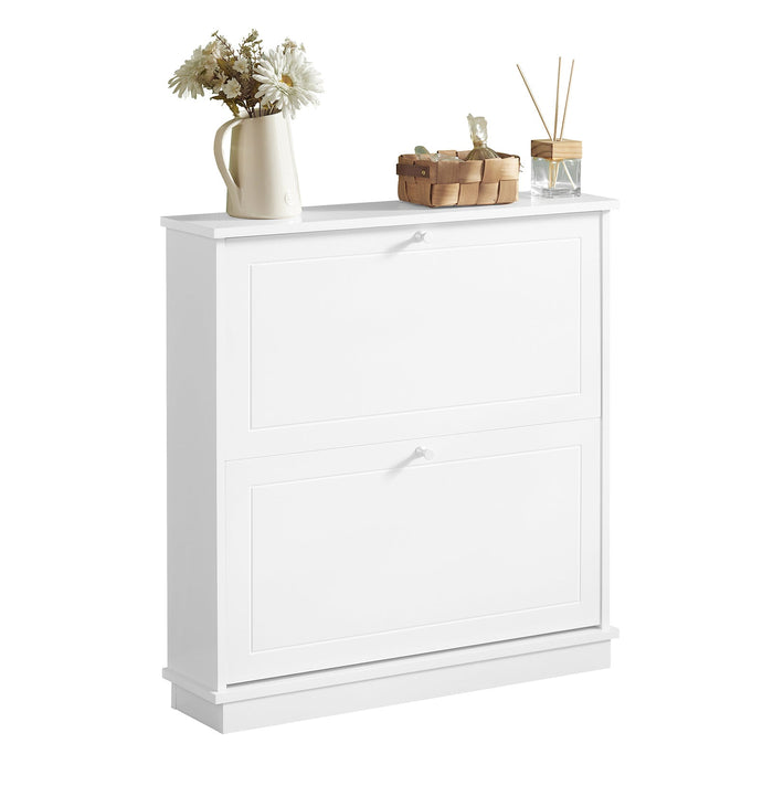 Scarpiera con 2 ante e 4 ripiani, colore: bianco, dimensioni: ca. 76 x 78 x 18 cm FSR99-W