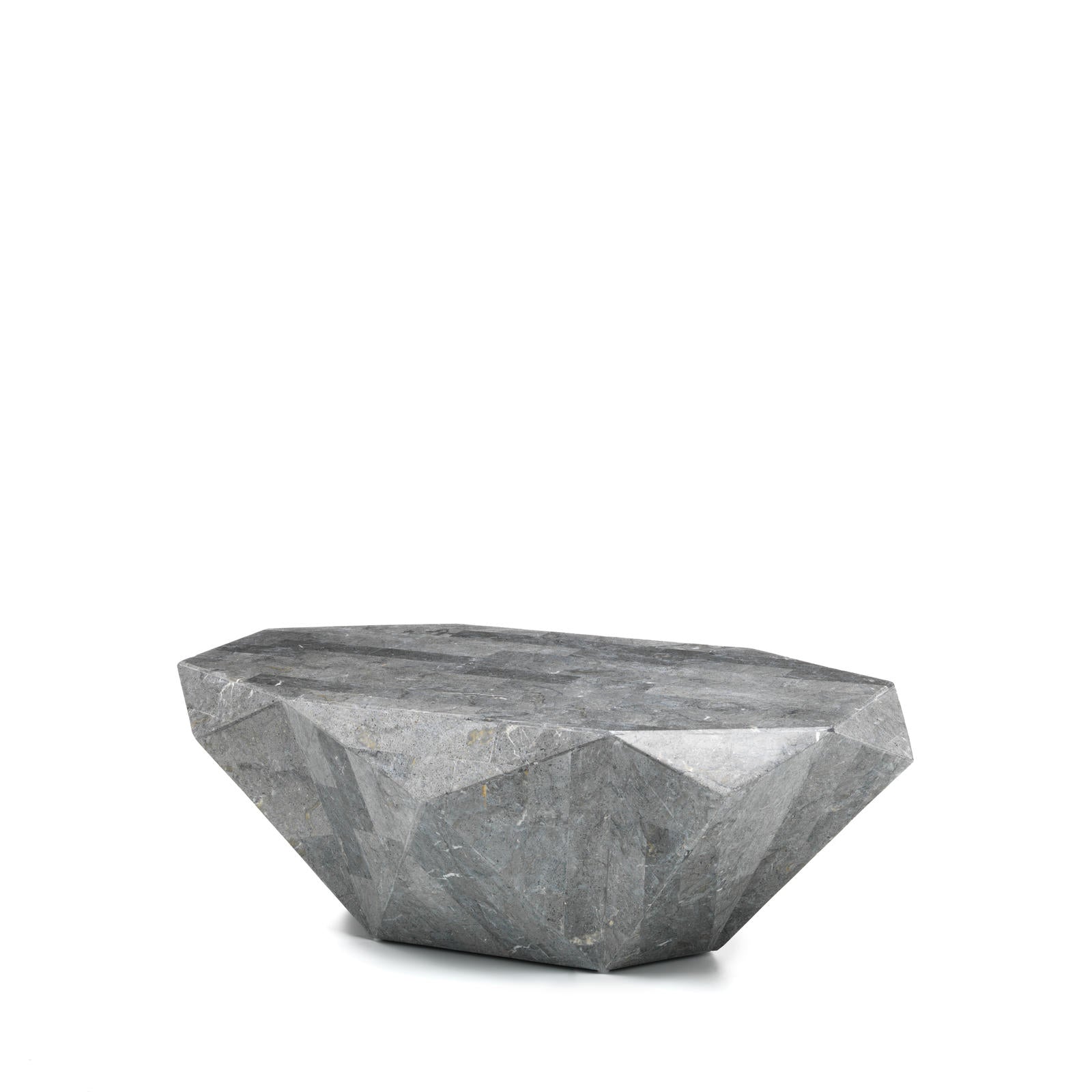 Tavolino da Soggiorno 120x70x40 cm in Pietra Fossile Diamond medium Grigio