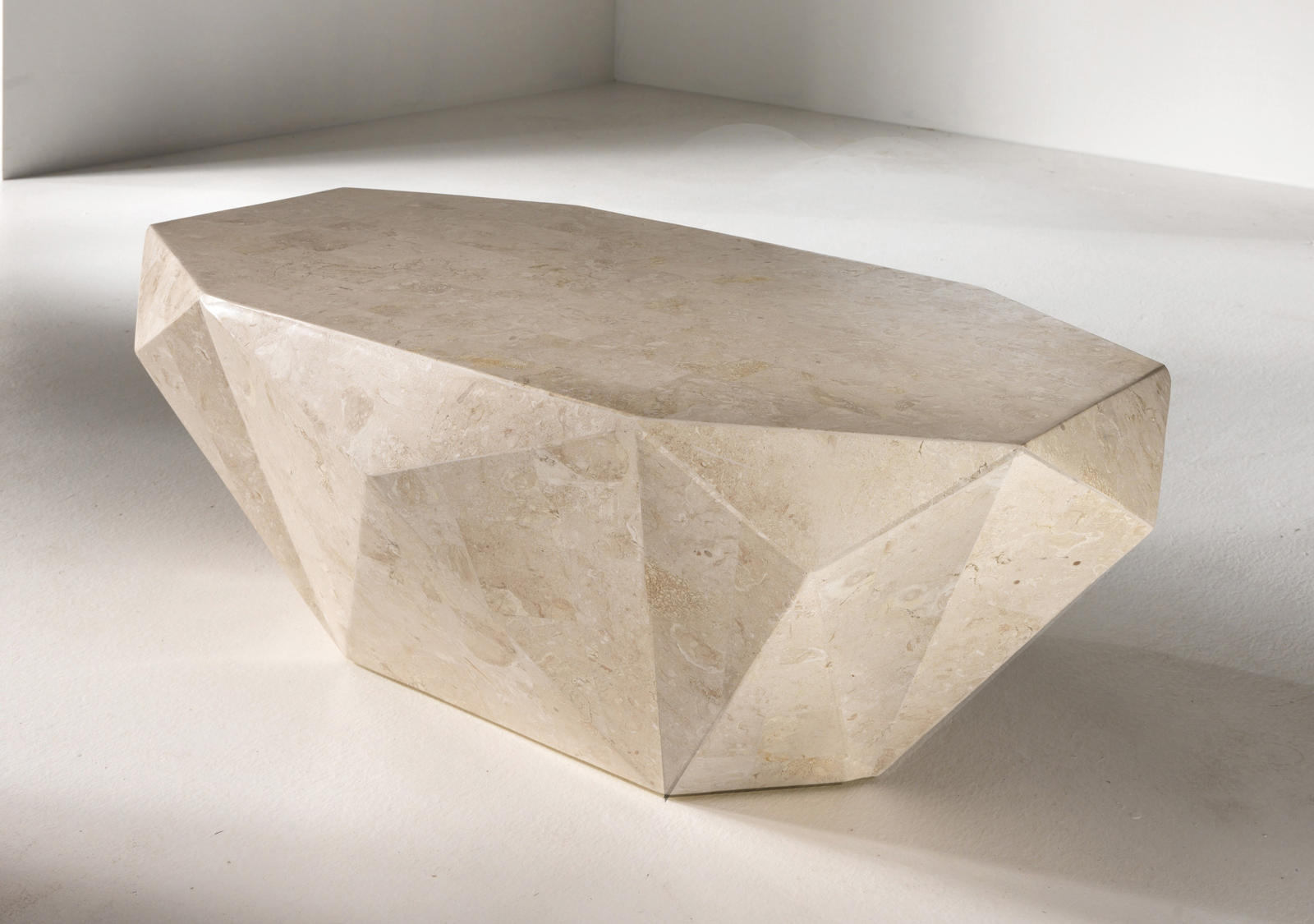 Tavolino da Soggiorno 120x70x40 cm in Pietra Fossile Diamond medium Bege