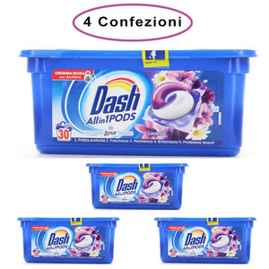 Dash allin1 pods detersivo per lavatrice in monodosi lavanda 4 confezioni da 30 capsule