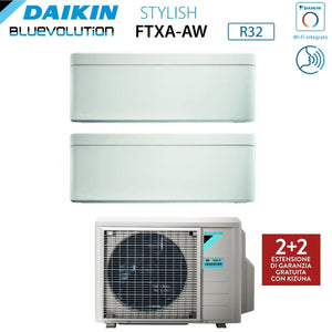 Climatizzatore Condizionatore Daikin Bluevolution Dual Split Inverter serie STYLISH WHITE 5+12 con 2MXM40A R-32 Wi-Fi Integrato 5000+12000 Colore Bianco Garanzia Italiana