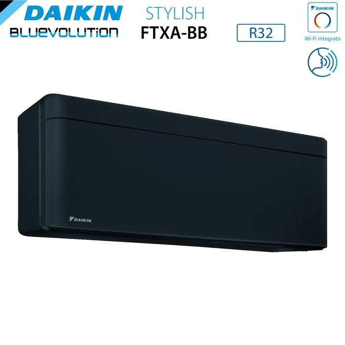 Climatizzatore Condizionatore Daikin Bluevolution Dual Split Inverter serie STYLISH TOTAL BLACK 12+12 con 2MXM50A R-32 Wi-Fi Integrato 12000+12000 Colore Nero Garanzia Italiana